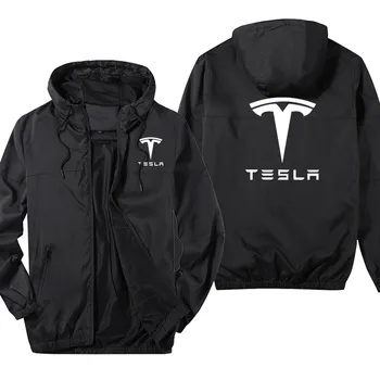 Nove Moške dihanje suknjič Tesla logotip Prevelik Moške Hooded Suknjič Šivom barve prikrivanje Moške jakne