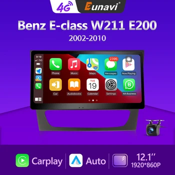 Eunavi 2DIN Android Avto Radio Za Mercedes E W211 Razred E300 E200 E220 E350 E240 e270, opisan med 2002 in 2010 naraščal Avto Večpredstavnostna GPS Carplay 12.1 palca