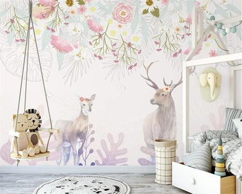 beibehang de papel parede po Meri sodobnega ročno poslikano Nordijska elegantno cvetje elk kavč zaprtih TV sliko za ozadje