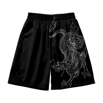 Črna Summer Dragon Tiskanja Sweatshorts 2022 Priložnostne Bermudas Moških Boardshorts Homme Modnih Oblačil, Plaža Hlače