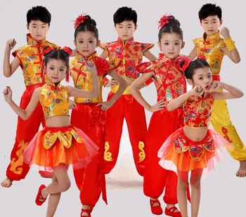 Tradicionalni Kitajski Ples Kostum Otrok Nacionalni Izvaja Plesno Borilne veščine za Dekle in Fant Kung Fu Ples Kostum