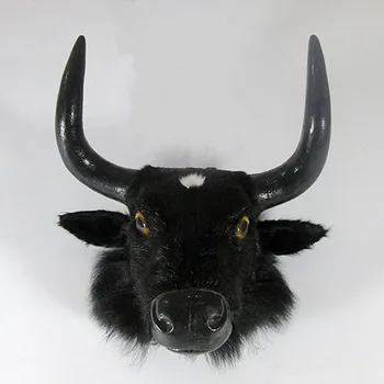 simulacija srčkan black bull glavo 30x32x18cm model polietilen&krzno, krzneni izdelki bika model doma dekoracijo rekviziti ,model darilo d396