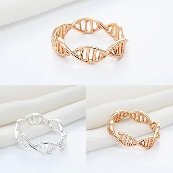 Trendy DNK Kemija Molekule Odprite Obroči Za Ženske Preprost Stil Rose Zlata, Srebrna Barva Prst nakit Stranka Dodatki