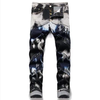 Novo Arrial Slim Mens Jeans, Moda Za Šivanje Obliž Suh Tiskanje Jeans Moške Hlače Casual Moški Traper Hlače Vaqueros Hombre