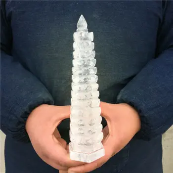 1.38 lb Naravno Bela Piramida Quartz Crystal Obelisk Palico Točke