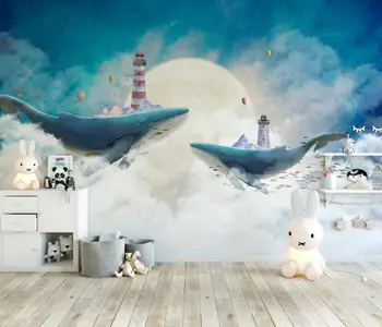 Po meri de papel parede Nebu Bel Oblak Kita zidana ozadje za otrokov Prostor 3d ozadje, dnevna soba stenske nalepke za dekoracijo
