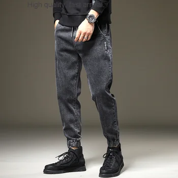 Jeseni Modne blagovne Znamke v Novo Hong Kong Stil Jeans Moške Priložnostne Svoboden Gleženj-Vezani Dolge Hlače Slim Fit plus Velikost Oblačil Harem Hlače