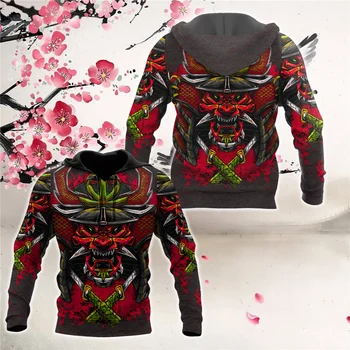 CLOOCL Moda Japonski Sakura Samurai Hoodie 3D Tiskanja Modelov Hooded Majica Moški Ženske Harajuku Ulične Plašč Puloverju