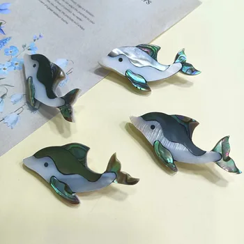 Naravni Lupini Živali Malo Dolphin Strani Preplete Lupini Broška Pin Obesek Univerzalno za DIY Nakit, zaradi Česar Ženske Čar Darilo