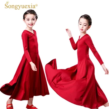 2022 Songyuexia Rdeče Otrok Duha Sodobni Balet Ples Obleko z dolgimi Rokavi Stranka kažejo, Kostume Dekle Balet ples Krilo