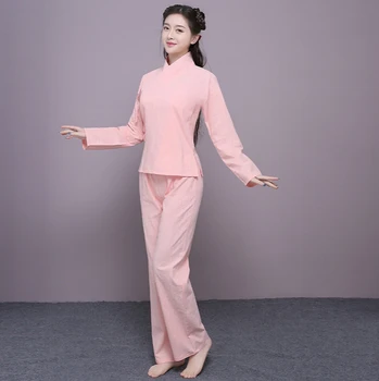 Hanfu Kitajskih oblačil žensk, starih kostum belo dolgo sleeved pižamo slub bombaž dno bluzo lahko meri