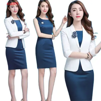 Korejski pomlad svečana oblačila za ženske poslovno obleko za ženske urad belo jakno obleko, jakno obleko ženske plašč ženska obleka