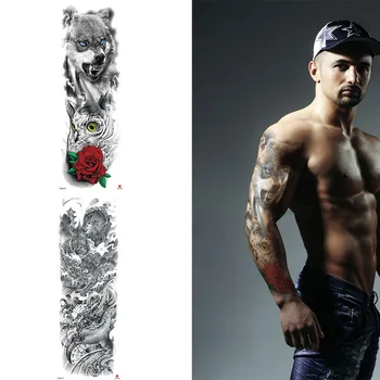 2Pcs Nepremočljiva Začasni Tattoo Nalepke Roko Rokav Tatoo Kača Sova Imeti Papir Lobanje Totem Body Art Ponaredek Tatoo za Moške