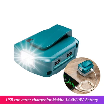 USB Pretvornik Polnilec Za Makita ADP05 14,4 V/18V Lion Baterija z Dvojno LED Žarometi, Zunanja Svetilka za Makita Baterije