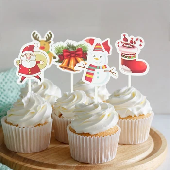 24pcs Vesel Božič Cupcake Toppers, Santa Claus Snežaka Torta Okraski Otroci Korist Za Dom Božič, Novo Leto Dobave Navidad