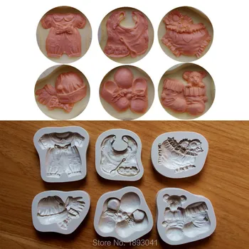 6Pcs Srčkan Baby Design Torto Plesni za Okraski, Silikonsko Plesni Fondat 3D Plesni Sugarcraft Orodja, Kuhinjskih pripomočkov, SQ16286