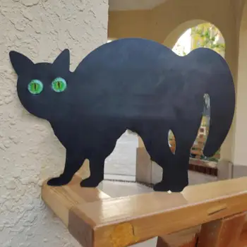 Edinstven Kovinsko Črna Mačka z Reflektivni Oči Halloween Dvorišče Znaki Deležev na Prostem Okraski Prestrašiti Mačka Silhueto, Kipi