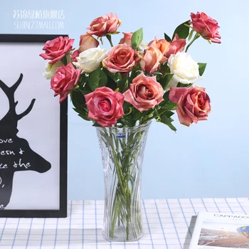Evropski stil simulacije rose zaprtih prostorih doma čaj tabela namizni okras false rože svilene rože plastične suh cvet