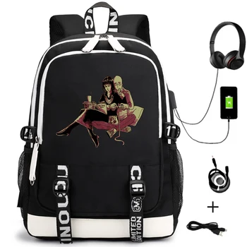 Anime En Udarec Človek USB Nahrbtnik Priložnostne Potovanja Laptop Risanka šolska torba za Teenger Unisex Zadrgo Študentskih Ramenih Vrečke Bookbag