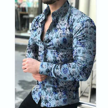 ZOGAA 2021 jeseni nove moške srajce za moške river dolgo sleeved cvetlični srajce mišice moške cvetlični majice