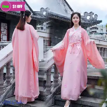 Stari Tradicionalni Kitajski Ženska Elegantna Hanfu Obleko Pravljice Vezenje Fazi Flok Ples Kostum Retro Tang Dinastije Hanfu