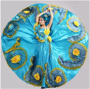 big swing modro ročno izdelane rože ženski kostum banket skupine dancce sodobni ples stopnji uspešnosti oblačila