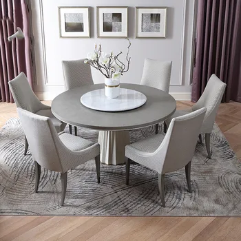 Ameriški svetlobno razkošje masivnega lesa, okroglo jedilno mizo sodobno minimalistično marmorja gramofon jedilno mizo in stol kombinacija