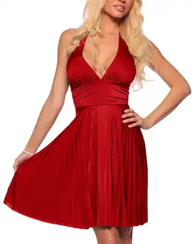 elegantno obleko rdeče opremljena šifon Novi Laskavi Povodcem Marilyn zgleduje vroče seksi kratke Družice obleke Cocktail Obleke