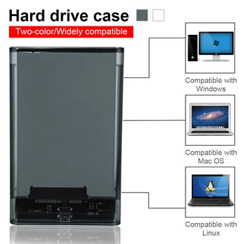 USB 3.1 3.0 2.0 Ohišje HDD 2.5 inch Serial Port SATA SSD Trdi Disk Primeru Podporo 6TB pregledno Mobilno Zunanji HDD Primeru