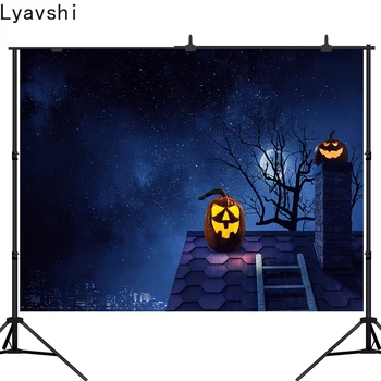Lyavshi Halloween Ozadje Pumpkin Lantern Luna Bat gozd Otroka Rojstni dan Fotografija Ozadje Za Foto Studio Photophone