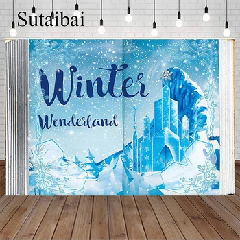 Winter Wonderland Pravljična Knjiga Fotografija Ozadje Sneg Gradu Princesa Baby Tuš Rojstni Dan Ozadja Slovesnosti Banner