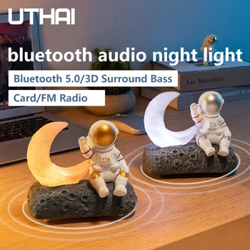 UTHAI Y-389 Astronavt Bluetooth Zvočnik Nove Subwoofer Brezžični močni Glasnosti Jeklena Pištolo ins na Prostem, Doma Nočna Zvočnik