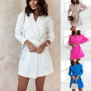 Evropski in Ameriški Pade Pozimi Moda River Slim-Fit Jopico Ljubek Obleko Jakna Ženske Beli plašč