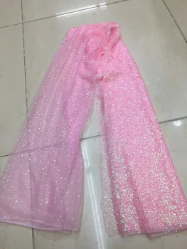 5yards qq018 # roza prilepljena bleščice neto til očesa sladkorja čipke za modni oblikovalec/ poročno obleko