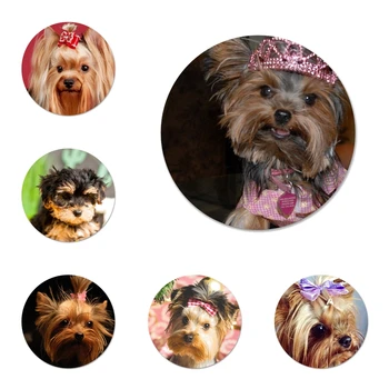 yorkshire terier pes, psiček Ikone Zatiči Značko Dekoracijo Broške Kovinske Značke Za Nahrbtnik Dekoracijo 58mm