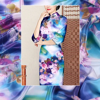 Digitalni inkjet svile težka saten tkanine 25 mm sijaj oblačila obleko kitajske svile tkanine debelo svileno krpo 114 cm