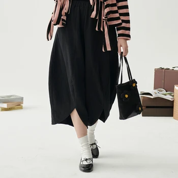 Leorlax original inovativnih asimetrične hlače Japonski osebnost ohlapno črno široko noge hlače priložnostne jeseni luč hlače ženske