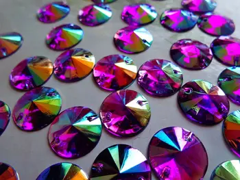 vijolična 150pcs 14 mm krog flatback Kristali sew na Okrasnih Pribor Za Ročno Šivanje gem kamen